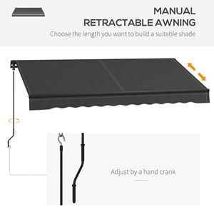 Tenda da Sole Retrattile 10x8ft Grigio Scuro con Protezione UV per Terrazza, Balcone e Giardino, Facile da Montare, Durevole e con Cassonetto - Product Image 4
