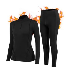 Ensemble de combinaison de ski noire pour femme, haut à manches longues avec fermeture éclair, leggings, tissu respirant et extensible, vêtements de sport - Product Image 4