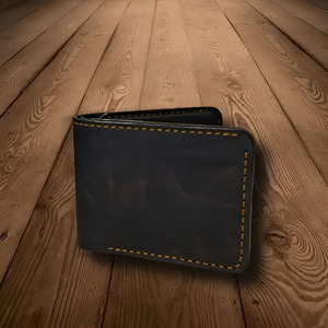 Portefeuille en cuir artisanal de qualité supérieure, fait main, avec surpiqûres, plusieurs emplacements pour cartes et poche à monnaie sécurisée à fermeture pression - Product Image 4