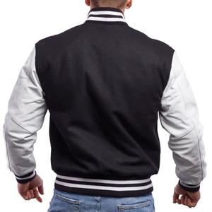Black Varsity Jacket Hooded Grey Sleeves <b>Men</b> Unisex Zipper Rib Trim Custom Logo Option Waterproof Breathable Knitted Warm Casual - Product Image 6