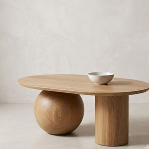 Mesa de Centro Moderna de Madera Sólida, Ovalada, Color Personalizado, Muebles para Sala de Estar, Apartamento u Hotel - Product Image 3