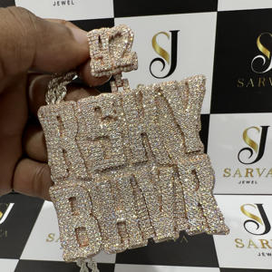 Collar con Colgante de Letra con Diamantes VVS Personalizado, Cadena con Incrustaciones, Plata 925 Chapada en Oro, Certificado IGI - Product Image 6