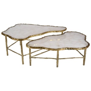 Sophisticated Metal Nesting <b>Tables</b> With Marble Top Contemporary Design Perfect <b>For</b> Home Decor And Functional Furniture Needs - Product Image 1