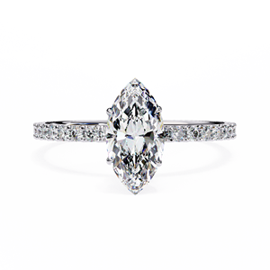 Anillo de Oro Sólido de 10K, 14K, 18K con Diamante Cultivado en Laboratorio de Corte Marquesa de 1 Quilate, Anillos de Compromiso, Boda y Aniversario - Product Image 5