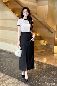 Elegante Falda Midi de Cintura Alta para Mujer, Falda de Oficina Minimalista en Línea A, Falda de Moda Estilo Coreano para Mujer, Fabricante de Faldas - Product Image 2