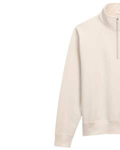 Hot Sale Basics Cotton Blended <b>Men's</b> Quarter <b>Zip</b> <b>Sweatshirts</b> Plain Beige Color Long Sleeve Solid Pattern <b>Men's</b> Wear <b>Sweatshirts</b> - Product Image 4