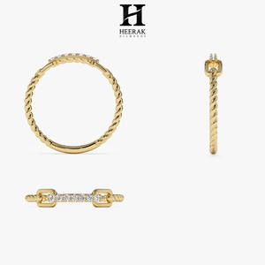 Anillo de Cadena con Diamantes Cultivados en Laboratorio en Oro Rosa Personalizado, Certificado IGI, Diamante Redondo Brillante, Banda de Cuerda Trenzada, Joyería para Mujer - Product Image 4