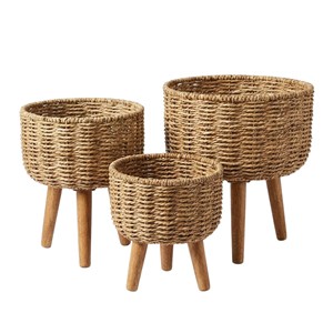 Macetero de torre para exteriores de hierba marina artesanal, ecológico, estilo moderno de mediados de siglo, con cestas de tres niveles - Venta al por mayor - Product Image 6