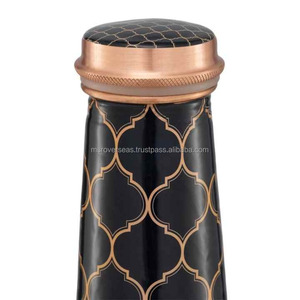 Bouteille d'eau en cuivre écologique à motif floral, laquée, pour les voyages, le camping, la consommation de liquides chauds ou froids - Product Image 2