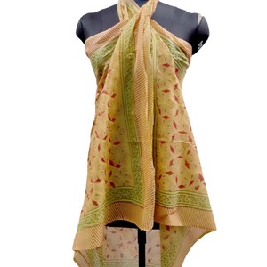 New Arrival Open Women's Beach <b>Sarong</b> Indian Cornflower <b>Blue</b> Hand Block Printed Cotton Floral Adult Summer Anti-Bacterial Quick - Product Image 1