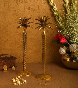 Golden Palm Tree <b>Brass</b> <b>Candlestick</b> Holder Home Decoration 24cm Tall Durable Design Handmade Eco-friendly Valentine's Day - Product Image 2