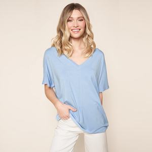 Nueva moda de verano para mujer, camisetas ajustadas de algodón, camiseta ecológica de manga corta con cuello en V de gran tamaño - Product Image 1