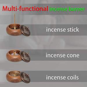 En gros, Brûleur à Bakhoor rond en bois de manguier avec couvercle en laiton antique à filigrane, support d'encens Oud traditionnel, Mabkha rustique Zen - Product Image 3