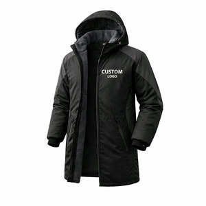 High Quality Swim Parka <b>Jacket</b> <b>Waterproof</b> Windproof Black <b>Grey</b> Long Hooded Coat with Custom Logo for Swimming Team Winter Wear - Product Image 3