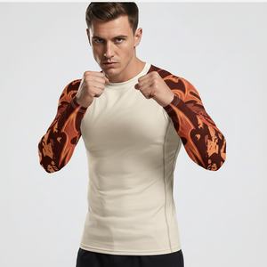 T-shirt de compression personnalisé de haute qualité pour homme, manches longues, pour entraînement BJJ, hauts de sport, rashguard MMA, rashguard sublimé - Product Image 4