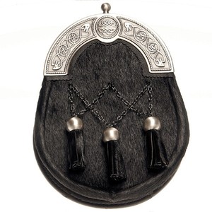 Sporrans écossais sur mesure, tenue traditionnelle des Highlands, House of Scotland, sporrans semi-formels en peau de phoque, 3 pompons avec ceinture à chaîne - Product Image 6