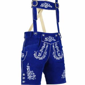 Auténticos pantalones de cuero bávaros azules para festivales, tallas europeas del 46 al 60 - Product Image 1