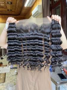 2024 Hot High Quality Long Deep Wave Bundle Vietnamese Human Hair Double Weft Training Heads for Black Women Vendors - Product Image 2