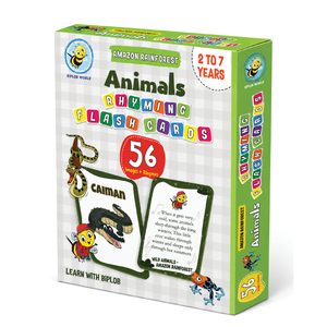 Tarjetas Educativas Biplob's de Animales de la Selva Amazónica, Personalizadas para Amazon, 28 Tarjetas Educativas de Doble Cara con Imágenes y Rimas, Certificación CPC - Product Image 1