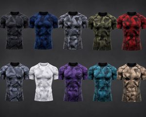 Men's <b>White</b> Short Sleeve Compression T-<b>Shirts</b> Heat-Transfer Printed Quick Dry <b>Slim</b> <b>Fit</b> Sporty O-Neck Knitted Canvas Breathable - Product Image 6