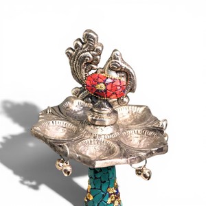 Handcrafted Metal Stone Elephant Samai Oil <b>Lamp</b> Decorative Traditional Diya Stand for Home Decor - Product Image 2