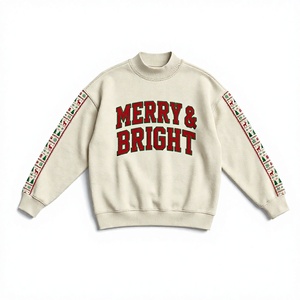 Sudadera de Cuello Alto con Estampado Navideño Holly para Mujer, de Algodón Tejido, Manga Larga, Diseño Casual con Letras para Invierno - Product Image 3