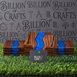 Modern Wood <b>Resin</b> Drink Coasters Decorative Round <b>Table</b> Mats <b>Epoxy</b> Coaster Set for Home Restaurant Hotel - Product Image 2