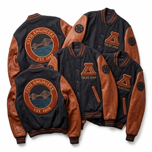 OEM Custom Varsity Letterman Jacket Wool Leather Sleeves Harbor Bridges Embroidery Counterweight Patch Maroon <b>Coat</b> - Product Image 4