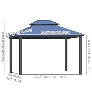 10 X 12 Hardtop Polycarbonate <b>Canopy</b> Double <b>Roof</b> with Aluminum Frame Outdoor Pavilion Gazebo Netting Permanent Structure - Product Image 5