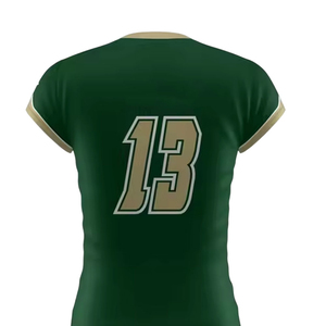 Camiseta de Voleibol Verde para Mujer, Manga Corta, Estampado Sublimado, Absorbe la Humedad, Cuello Redondo, Ajustada, Ropa Deportiva para Adultos - Product Image 5