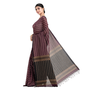 Soft & Light Weight New Collection Pure Handloom <b>Red</b> black white Buti Cotton <b>Saree</b> with Fancy Design for Wedding Use From India - Product Image 5