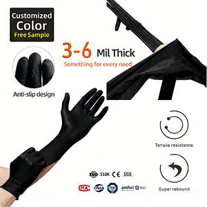 Guantes Negros de Vinilo y Nitrilo, Talla M, Sin Polvo, Protección Quirúrgica - Product Image 5