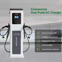 7kW-22kW Double connecteur intelligent monté au sol Wifi RFID Type 2 Station de charge de voiture électrique Chargeur AC EV