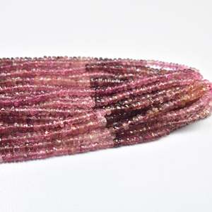 Cuentas facetadas de turmalina rosa natural de 4 mm, cuentas de turmalina rubelita con tonalidades para la fabricación de joyería, venta al por mayor. - Product Image 2