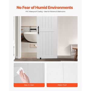 Kit Ferramenta per Porta Scorrevole in MDF ad Alta Resistenza 84 x 30 Pollici, Superficie in PVC Impermeabile, Facile Installazione, per Porte da 30 x 84 Pollici - Product Image 4