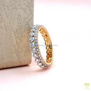 <b>Emerald</b> Cut Moissanite Diamond Vintage Prong Set Full Eternity Wedding Band <b>Ring</b> in 925 Sterling <b>Silver</b> Stackable Anniversary - Product Image 2