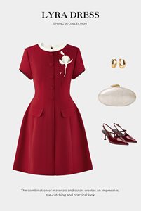 Vestido midi clásico de cuello redondo y corte en A para mujer |   Vestido Lyra para un Look Elegante en la Oficina |   LAVIEM - Product Image 6