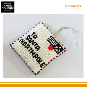 ผลิตในอินเดีย งานปักมือ ขนาด 8 x 8 ซม. ของตกแต่งแขวนสำหรับเทศกาล - ซองจดหมายถึงซานต้า-ขั้วโลกเหนือ สำหรับตกแต่งบ้าน ราคาประหยัด - Product Image 2