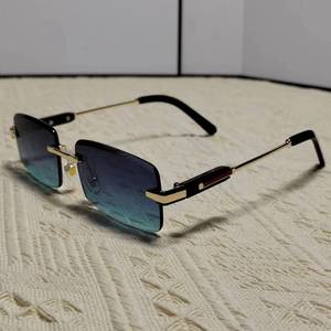 Lmamba Luxury Brand Designer Rimless Shades Wholesale Trendy Metal Frame Sun Glasses Women 2024 Square Frameless <b>Sunglasses</b> - Product Image 1