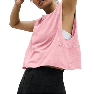 Top Corto Informal Básico de Moda Urbana Personalizado para Mujer, Top de Verano sin Mangas de Algodón Acanalado para Mujer - Product Image 1