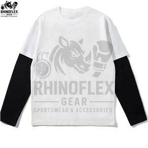 เสื้อยืดโอเวอร์ไซส์แขนยาวพิมพ์ลายตามสั่ง คุณภาพสูง ผ้าสองชั้น 100% คอตตอน โพลีเอสเตอร์/คอตตอน สไตล์สตรีทแวร์ ดีไซน์ทำเก่า - Product Image 4