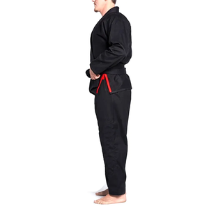 Kimono de Jiu-Jitsu noir avec surpiqûres contrastées, pantalon renforcé Ripstop, tenue d'entraînement de grappling, logo personnalisé - Product Image 3
