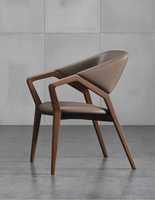 Fauteuil de Luxe en Bois Massif, Design Ergonomique, Cadre Géométrique, Assise en Cuir Rembourrée, Idéal pour la Maison, les Restaurants et les Cafés