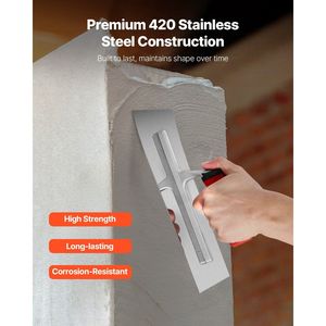 Acciaio inossidabile 10,9x4,4 in utensili per cazzuola piana di finitura per calcestruzzo - Product Image 4