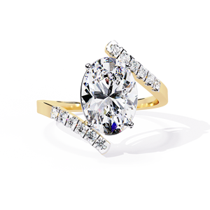 Anillo de Compromiso de Oro Sólido con Diamante Cultivado en Laboratorio de Corte Ovalado de 2.5 Ct, Anillo de Boda Clásico, Joyería Fina para Mujer - Product Image 1