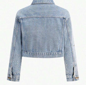 Women's Simple Woven Denim <b>Jackets</b> <b>Waterproof</b> Skinny Fit Button-Up Winter Outwear for Wash Vintage 220g - Product Image 2