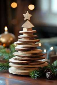 NOUSHAD HANDICRAFTS NH-1056 Natural Wooden <b>Christmas</b> <b>Tree</b> Decorations Set Eco Friendly <b>Tabletop</b> Holiday Party Decor - Product Image 6