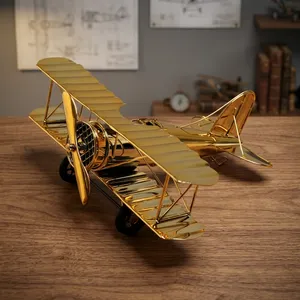 Metal Airplane <b>Model</b> Decor Aircraft Glider Biplane Showpiece for Entrance Home Office Desktop Table Decorative Statue - Product Image 6