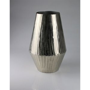 Handcrafted Metal Tabletop <b>Vase</b> Silver Textured Round <b>Decorative</b> <b>Vase</b> - Product Image 3