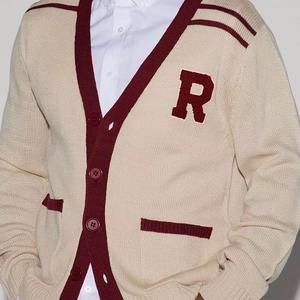 Suéter de Lana para Hombre, con Logotipo Personalizado, Estilo Coreano, Color Sólido, Cierre de Botones, Manga Larga, Cárdigan de Punto - Product Image 4